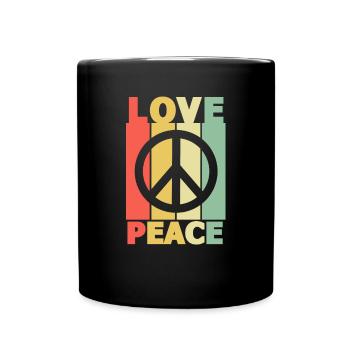 70er Love Peace - Tasse einfarbig - Schwarz - Vorne