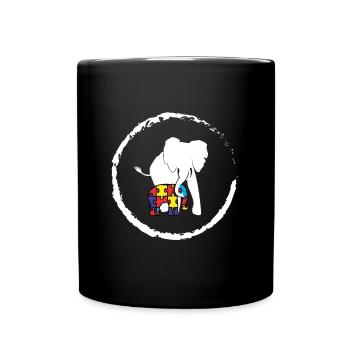Autismus Mutter Elefant Autist ADHS Geschenk - Tasse einfarbig - Schwarz - Vorne