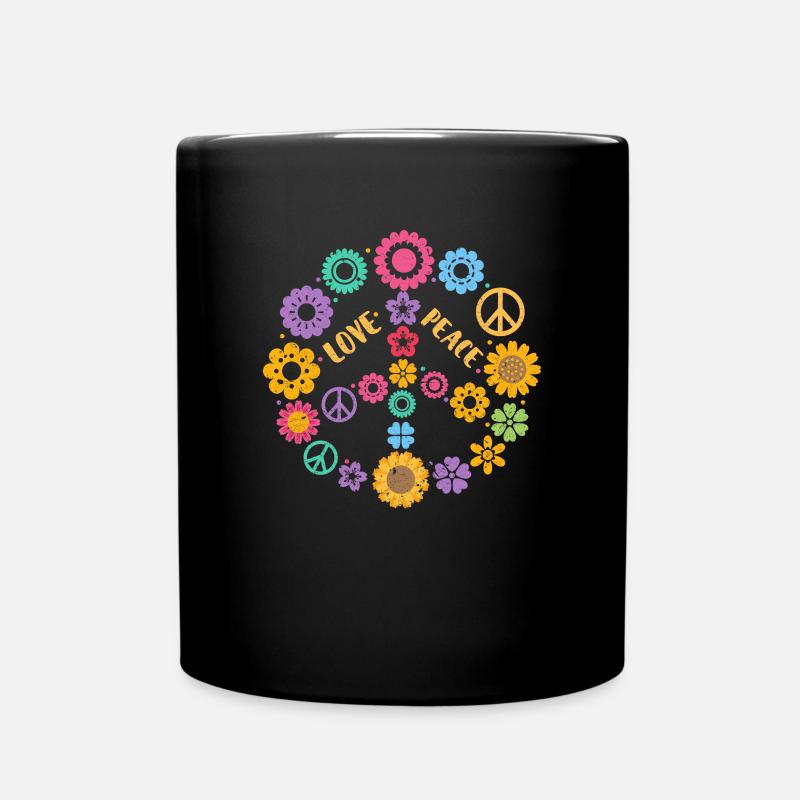 70er Peace - Tasse einfarbig - Schwarz
