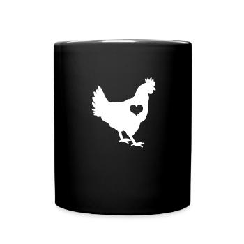 Coq de poulet avec coeur pour les oiseaux et les éleveurs - Mug uni - noir - Devant