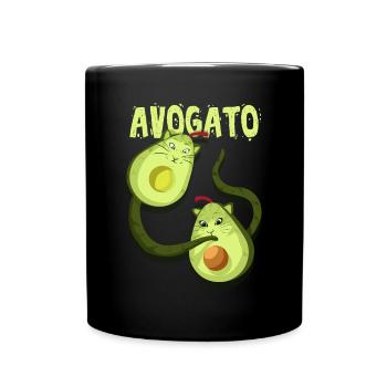 Avocado Vegan Veganer Vegetarier Katzen Geschenk - Tasse einfarbig - Schwarz - Vorne