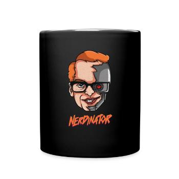 Nerdinator Ich bin ein Nerd Geek Roboter Geschenk - Tasse einfarbig - Schwarz - Vorne