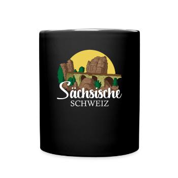 Sächsische Schweiz Bastei Wandern Sachsen Geschenk - Tasse einfarbig - Schwarz - Vorne
