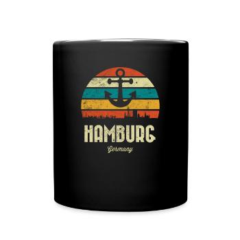 Hamburg Anker Stadt Hamburger Hafen Geschenk - Tasse einfarbig - Schwarz - Vorne
