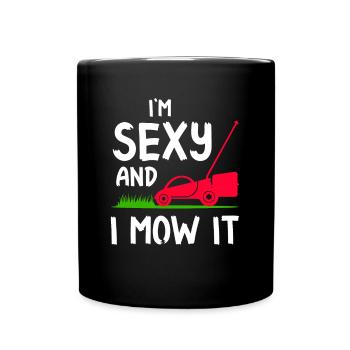 Sexy Gärtner Gärtnerin mähen Geschenk Rasenmäher - Tasse einfarbig - Schwarz - Vorne