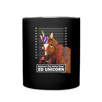 Polizei Foto Pferd Party Einhorn lustig Geschenk - Tasse einfarbig - Schwarz - Vorne
