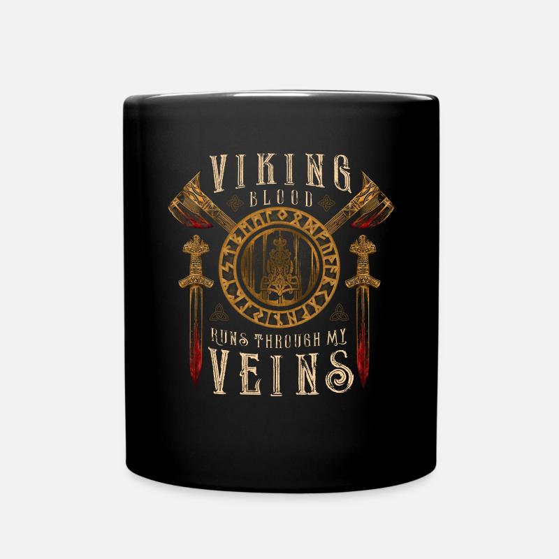 Viking blood flows through my veins - Full Colour Mug - black