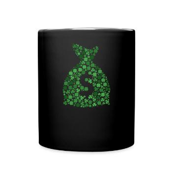 Money bag filled with various shamrocks ( - Full Colour Mug - black - Front