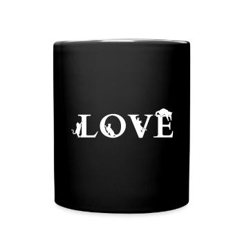 LOVE Cat Minimal – Katzenliebe Design - Full Colour Mug - black - Front