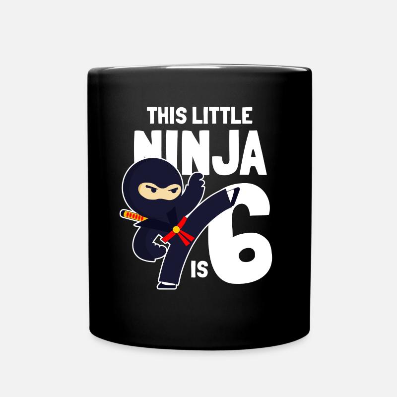 This Little Ninja Is 6 Geburtstag Birthday Six - Tasse einfarbig - Schwarz