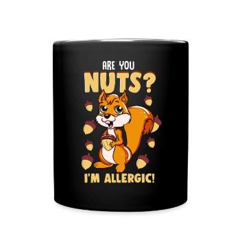 Eichhörnchen Nüsse Eicheln Haselnüsse Geschenk - Tasse einfarbig - Schwarz - Vorne