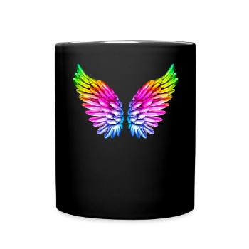 LGBT Ailes anges ailes coloré arc-en-ciel - Mug uni - noir - Devant