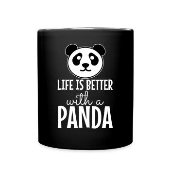La vie est meilleure avec un panda - Mug uni - noir - Devant