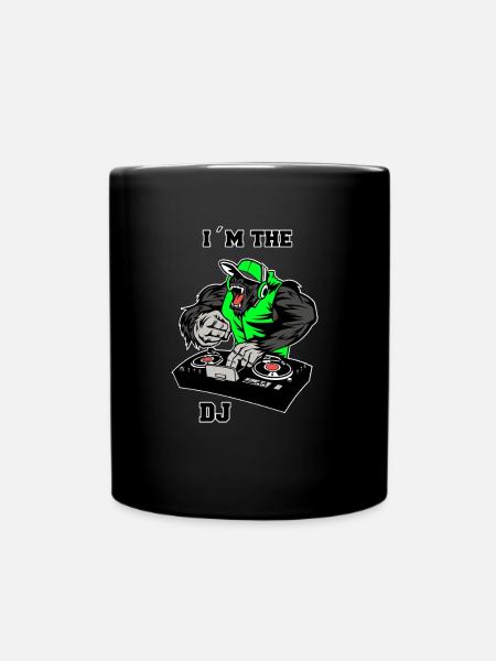 Monkey Dj - Full Colour Mug - black