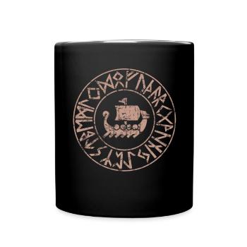 Spirit Ship Wikinger Futhark Runen Mythologie - Tasse einfarbig - Schwarz - Vorne