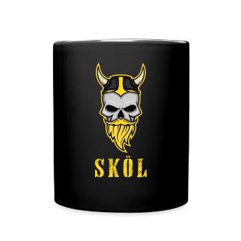 Viking Skull Skol Helmet - Full Colour Mug - black - Front