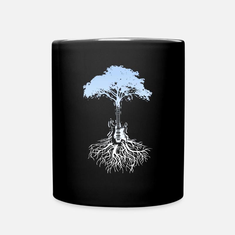 Baum Holz E-Gitarre Gitarrist Musiker Geschenk - Tasse einfarbig - Schwarz