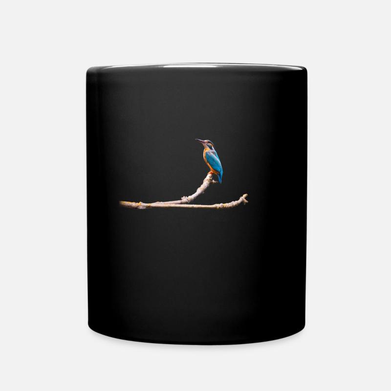 Eisvogel auf Ast - Tasse einfarbig - Schwarz