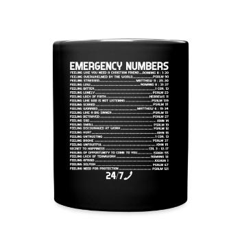 Bible Emergency Emergency Numbers Faith - Full Colour Mug - black - Front