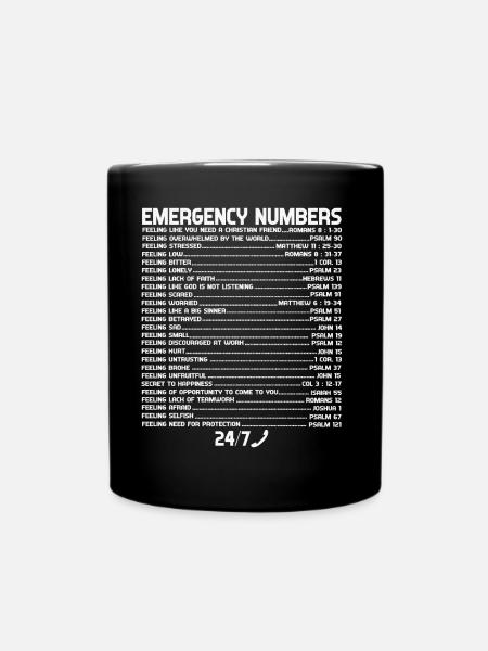 Bible Numéros d’urgence d’urgence Foi - Mug uni - noir
