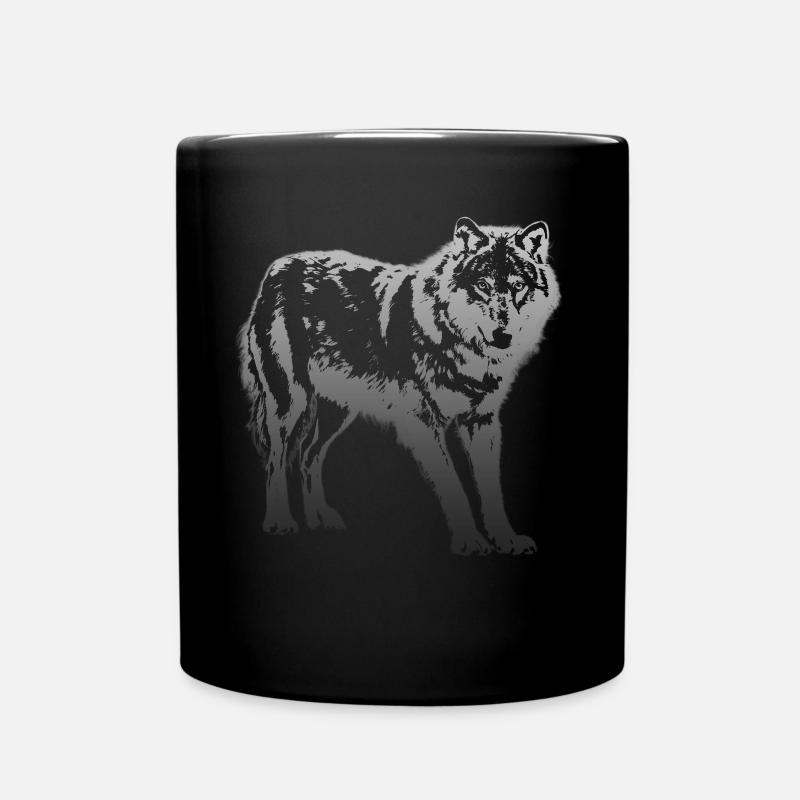 Wolf in Silber - Tasse einfarbig - Schwarz