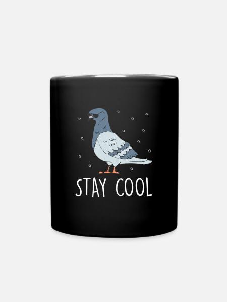 Pigeon avec lunettes de soleil, colombophiles, pigeons - Mug uni - noir