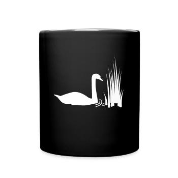 Schwan Teich Schilf - Tasse einfarbig - Schwarz - Vorne