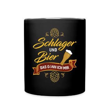 Schlager und Bier das gönn ich mir Mallorca - Tasse einfarbig - Schwarz - Vorne