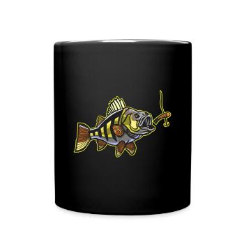 Barsch & Egli Fischen - Tasse einfarbig - Schwarz - Vorne