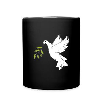 Christian symbol - dove with olive branch - Full Colour Mug - black - Front