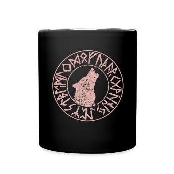 Wikinger Nordische Mythologie Futhark Fenris Wolf - Tasse einfarbig - Schwarz - Vorne