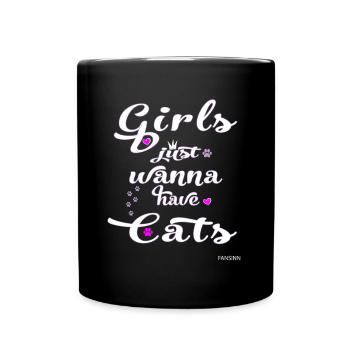 Cat animal love kitten puss pet gift - Full Colour Mug - black - Front