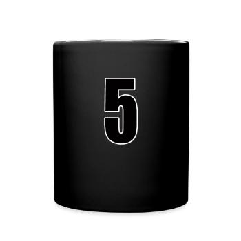N ° 5 Chiffre cinq - Numéro de dos Football Sport - Mug uni - noir - Devant