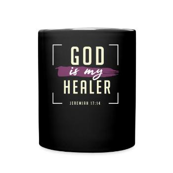 God is my healer, Christian - Full Colour Mug - black - Front
