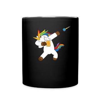 Dabbing unicorn dab unicorn dart beer darts - Full Colour Mug - black - Front