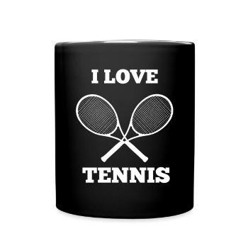 J'aime le cadeau raquettes de tennis - Mug uni - noir - Devant
