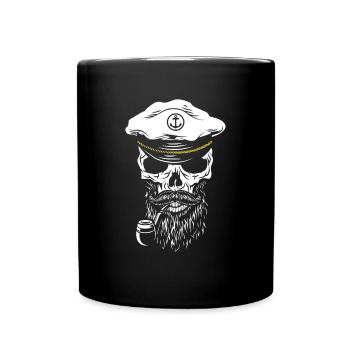 Crâne de capitaine avec barbe et sifflet - Mug uni - noir - Devant