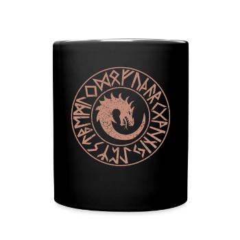 Jörmungandr Midgard Schlange Futhark Runen - Tasse einfarbig - Schwarz - Vorne