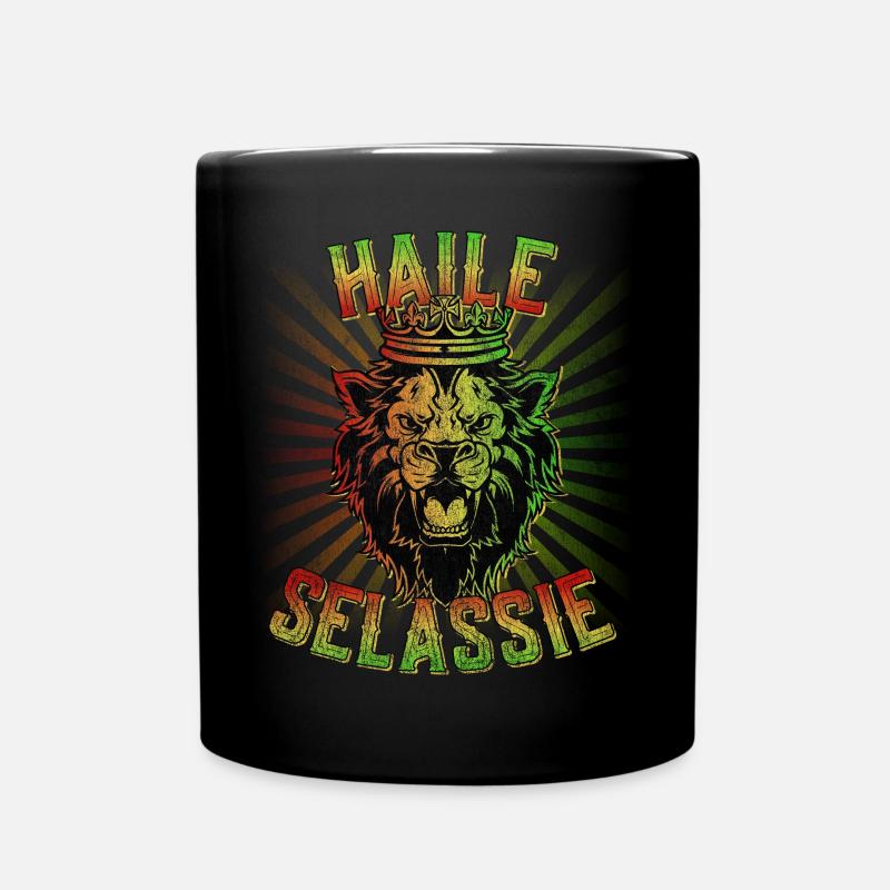 Haile Selassie Jah Rastafari - Mug uni - noir