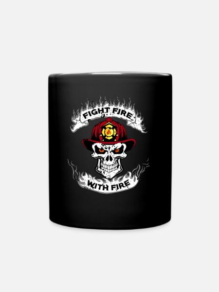 FIGHT FIRE WITH FIRE - Feuerwehr - Tasse einfarbig - Schwarz