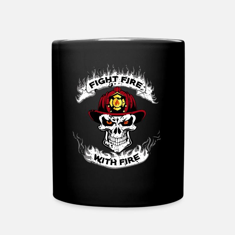 FIGHT FIRE WITH FIRE - Feuerwehr - Tasse einfarbig - Schwarz