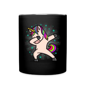 Dabbing Unicorn Unicorn - Full Colour Mug - black - Front
