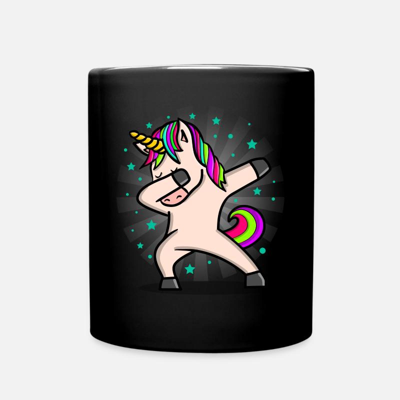 Dabbing Einhorn Unicorn - Tasse einfarbig - Schwarz