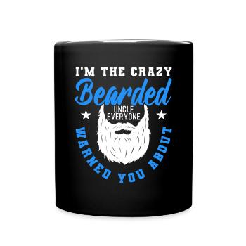 Crazy Bearded Uncle Funny Gift - Full Colour Mug - black - Front