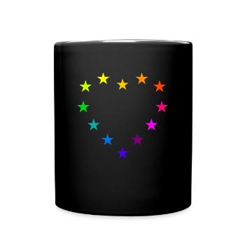 Les stars européennes en forme de coeur rainbow europe love demo - Mug uni - noir - Devant