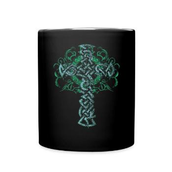 Celtic Cross Artistic Pagan Ornate Art Gift - Full Colour Mug - black - Front