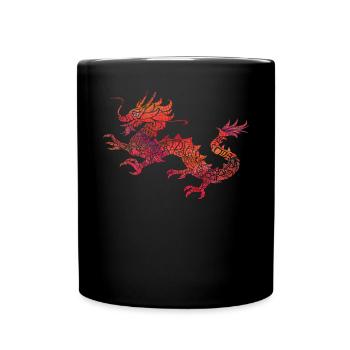 Red Tribal Dragon Artistique Cadeau dragon chinois - Mug uni - noir - Devant