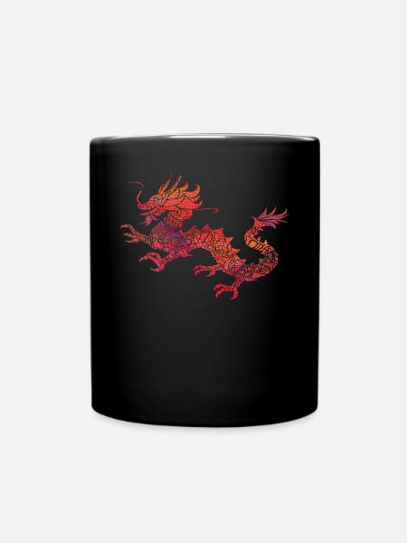 Red Tribal Dragon Künstlerisches chinesisches Drachengeschenk - Tasse einfarbig - Schwarz