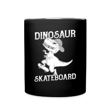 Dino Skateboard Dinosaurier Skater Skaten Skate - Tasse einfarbig - Schwarz - Vorne