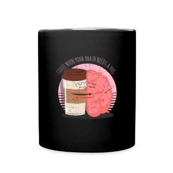 Kaffee Gehirn Trinken Spruch Lustig - Tasse einfarbig - Schwarz - Vorne